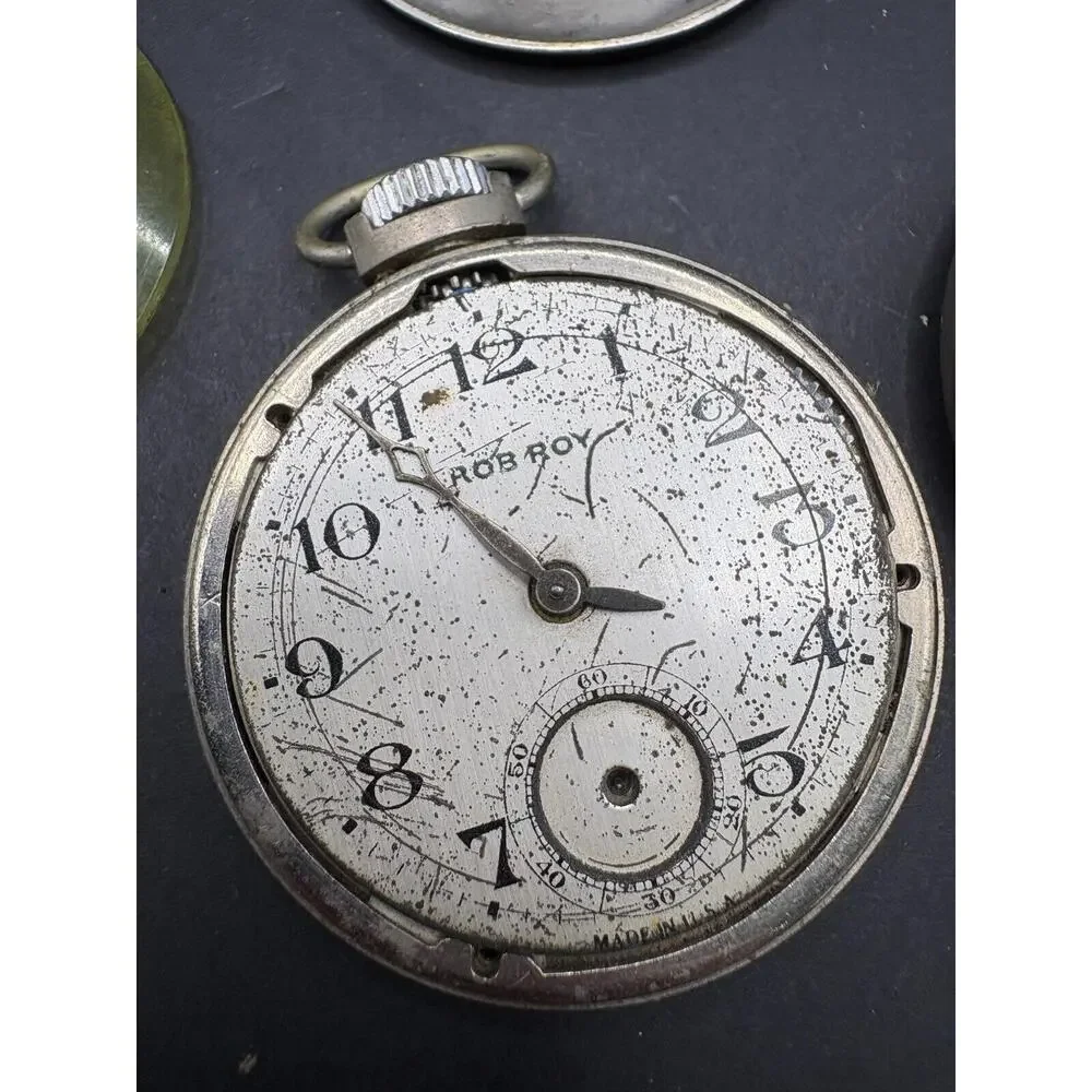 Lot Of Antique 2 Pocket Watches Movement & Cases Parts Rob Roy St. Regis
